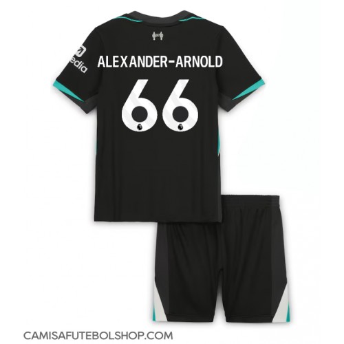 Camisa de time de futebol Liverpool Alexander-Arnold #66 Replicas 2º Equipamento Infantil 2024-25 Manga Curta (+ Calças curtas)